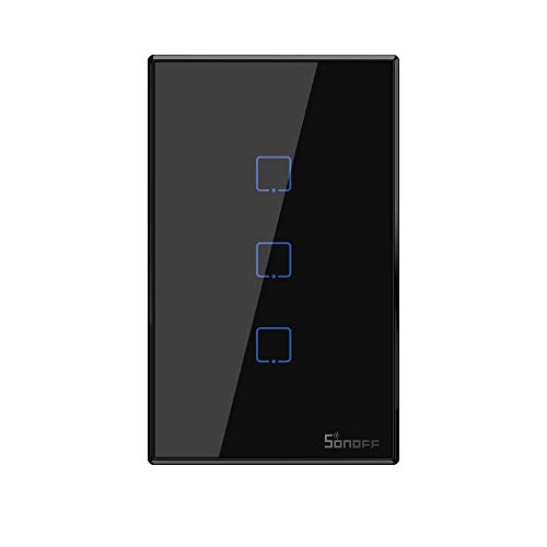 SONOFF TX T3 Smart Light Switch Wi-Fi Wall Switch, 2.4GHz Wi-Fi Touch Switches, Works with Alexa and Google Home, Fit for US&CA Wall Switches, 3 Gang 1 Way, No Hub Needed
