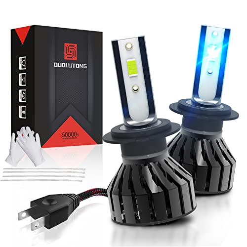 Duo Lu Tong H7 LED Headlight Bulbs 8000K, Super Bright Blue Headlights, 60W 12000LM Bulb Fog Lights Halogen Replacement, 2 Pack