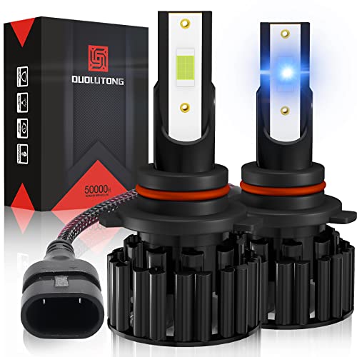 DUOLUTONG 9005 LED Headlight Bulbs, 100W 16000LM Super Bright Blue Headlight Conversion Kit with Fan, 8000K Blue HB3 LED Bulbs, High Beam Fog Light Halogen Replacement, IP68 Waterproof, Pack of 2
