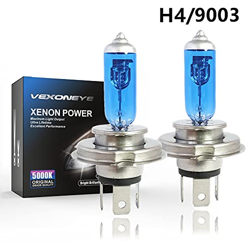 VEXONEYE 9003/H4 Halogen Headlight Bulb, White Light 64193 12342 P43T 12V 60/55w 5000K 2 Pack Long Life