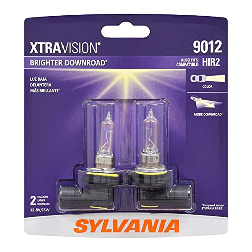 Sylvania 9012SU.BP2 SilverStar XtraVision 9012 High Performance Halogen Headlight Bulbs with Alloy Coating, White (2 Pack)