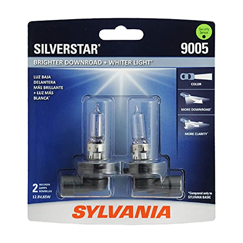 SYLVANIA 9005 SilverStar High Performance Halogen Headlight Bulb, (Contains 2 Bulbs), White (9005ST.BP2)