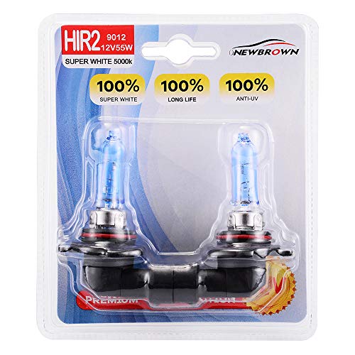 9012 HIR2 Halogen Headlight Bulb with Super White Light Long Life Replacement PX22D 12V/55W (2 Pack)