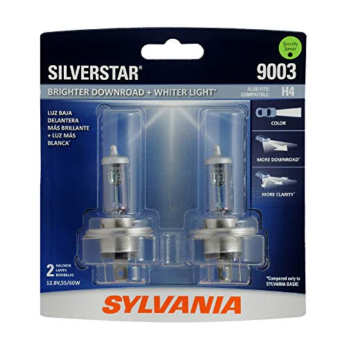 Sylvania 9003ST.BP2 (also fits H4) SilverStar High Performance Halogen Headlight Bulb, (Contains 2 Bulbs), White