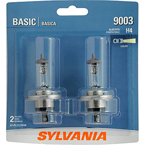 SYLVANIA 9003.BP2 9003 Basic Halogen Headlight Bulb, 2 Pack
