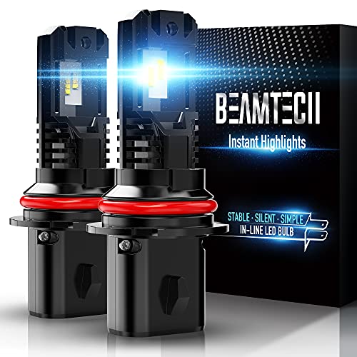 BEAMTECH 9007 LED Bulb, HB5 Halogen Replacement,12000LM 60W Fanless 12000LM 50W In Line 6500K Xenon White